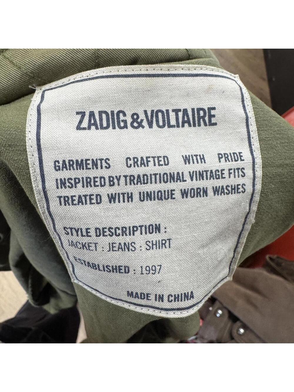 Zadig & Voltaire Olive Military Jacket Utility Field Coat Cotton Size L - Picture 7 of 8